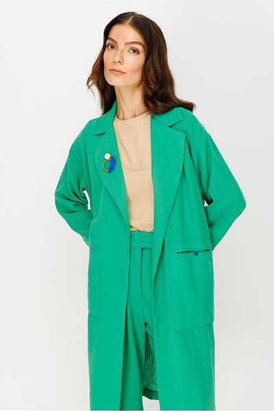 Esswaap Linen Fabric Jacket Trousers Set Green