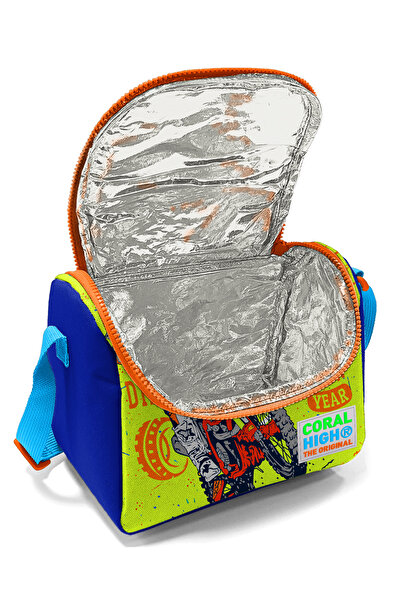 Coral High Kids Fosforlu Sarı Saks Motorsiklet Desenli Thermo Beslenme Çantası 11742