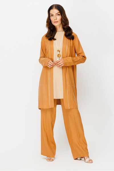 Esswaap Comfortable Fabric Jacket Trousers Tunic Cone Suit Cinnamon