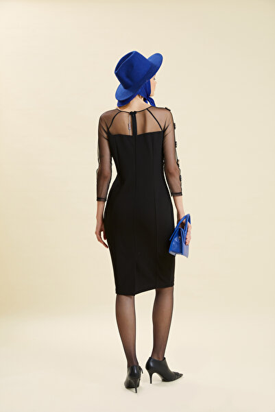 VERDA Embroidered Black Evening Dress