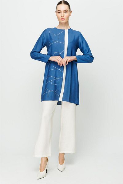 Esswaap Stone Glued Trousers Tunic Set Indigo