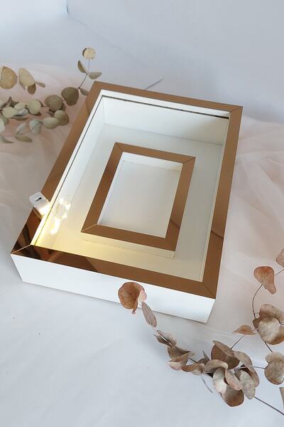 Verda Çerçeve LED 25x35 Cm White-bronze Model Design Rose Box Memory Frame wi...