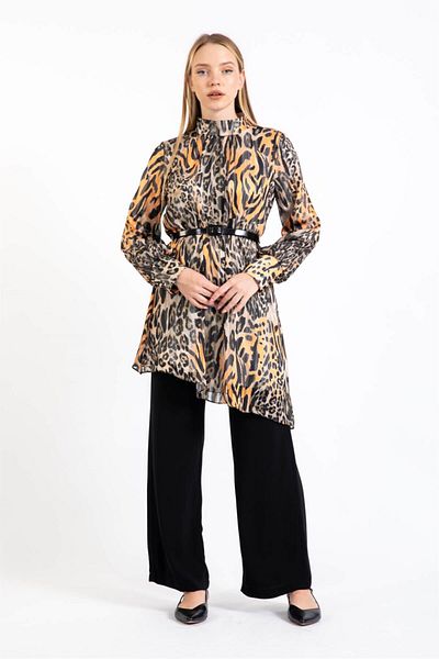 Esswaap Printed Tunic Trousers Set Brown