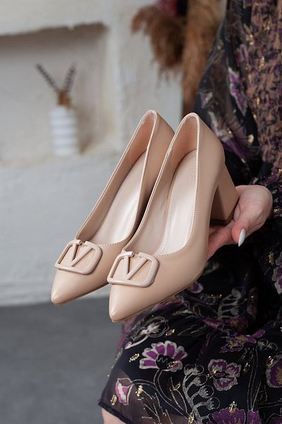 Adım Adım Women's Beige Color Thick Heeled Shoes