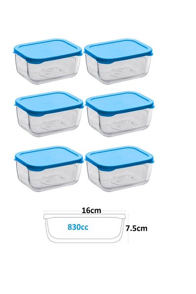 Paşabahçe 6 Pieces530743 Snowbox Storage Container Set with Medium Large Lid 830cc