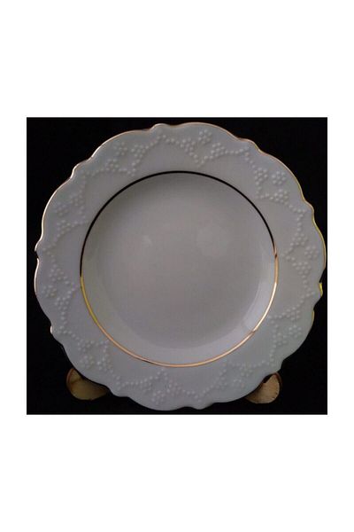Porland Gold Gilded 2f 16cm Flat Dessert Plate Set of 6