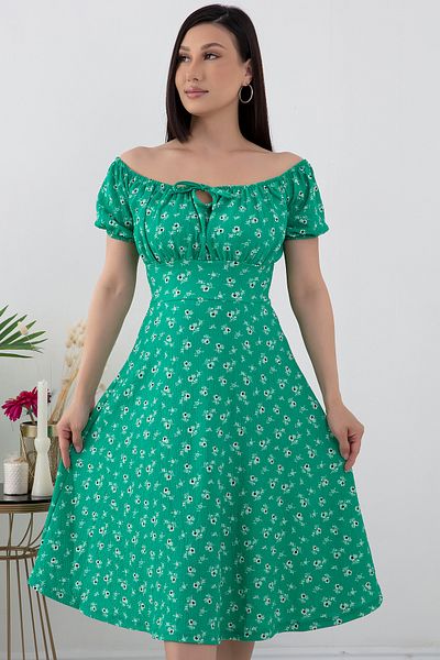 PULLIMM Rochie florală cu șireturi, guler fără bretele 972-3014