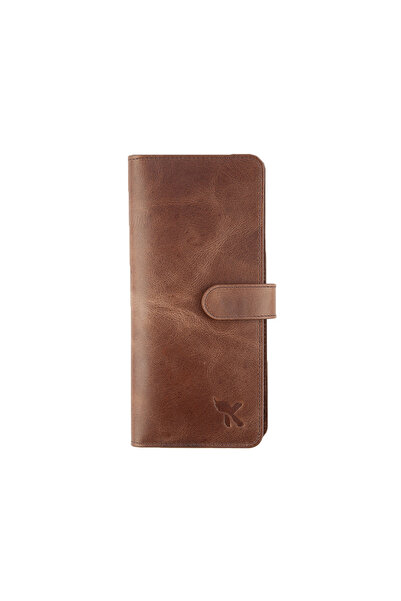 Karalı Deri Hakiki Deri Unisex Portföy Cüzdanı Crazy Kahve BC415-02