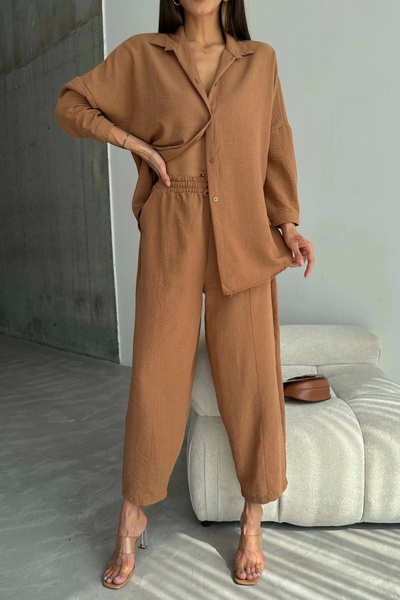 Eka Set cămașă de in bronz pentru femei 1018-0241