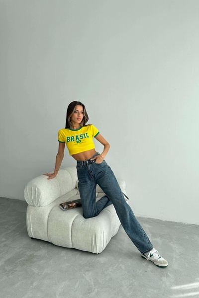 Eka Blugi de damă albastru închis cu talie înaltă 0999-24036