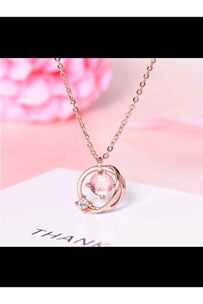 Shisa Jewel Rose Gold Evimli Pembe Gezegen Kolye. (81)