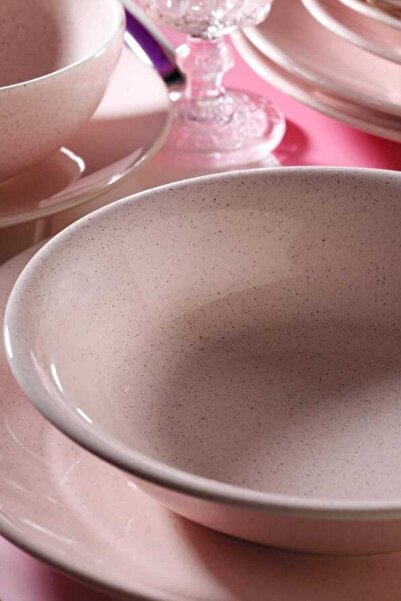 Kütahya Porselen Kütahya Naturaceram Harlek Granül 24 Parça Pembe Yemek Seti