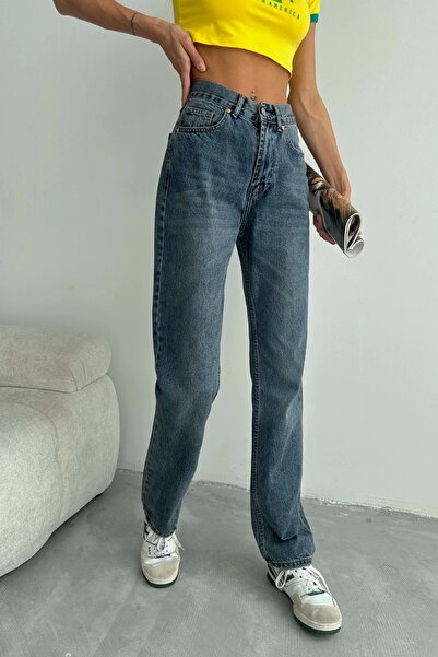 Eka Blugi de damă albastru închis cu talie înaltă 0999-24036