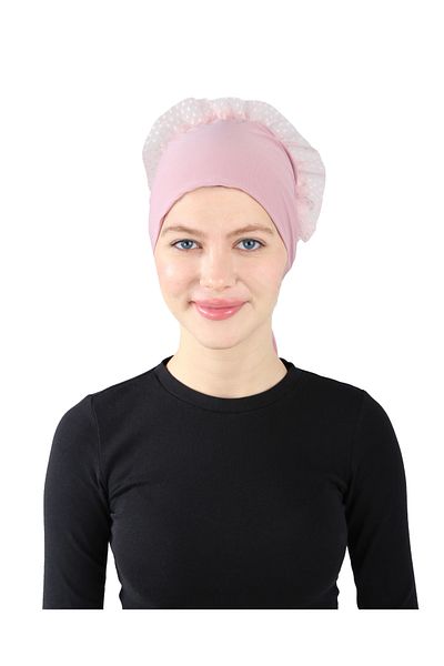 Ecardin Sandy Fabric Bonnet με κουλούρι και κορδόνι - St 620 Powder