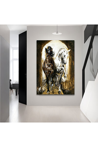 TrendCanvasArt Yağlıboya Görünümlü At Kanvas Tablo,  Dekoratif Hayvan Resmi