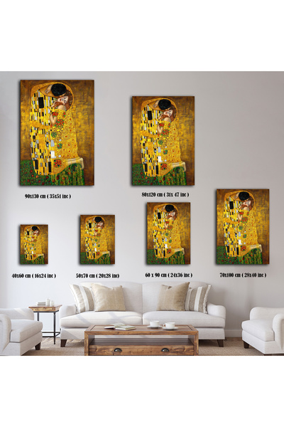 TrendCanvasArt Gustav Klimt The Kiss Kanvas Tablo, Dekoratif Yatak Odası Resmi
