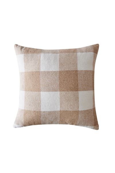 Nuvomon Plaid Patterned Throw Pillow - Beige - 40X40 cm