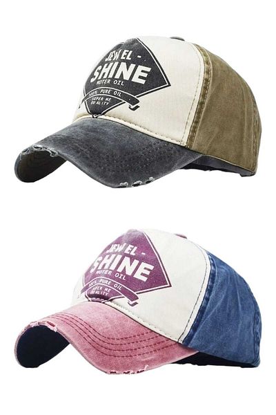 Mood Agenda Unisex Distressed Jewel Shine Adjustable Baseball Cap Hat Baseball Hat Set of 2