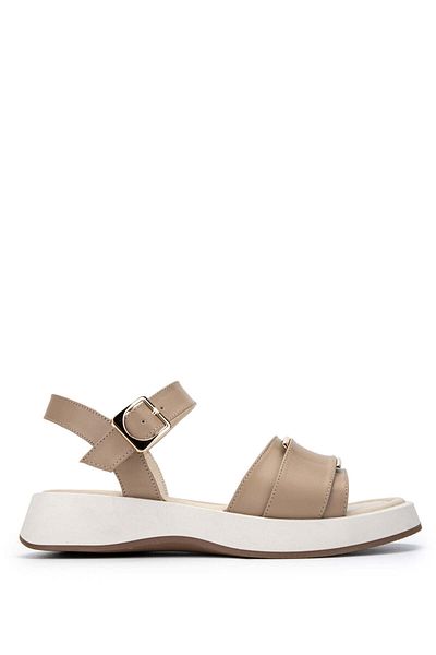 Tamer Tanca Woman's Genuine Leather Mink Flat Sandal