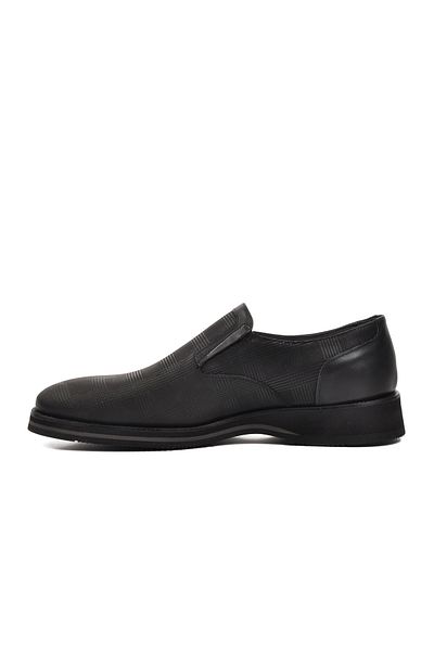 Fosco 3130 Black Patterned Genuine Leather Men's Classic Shoes