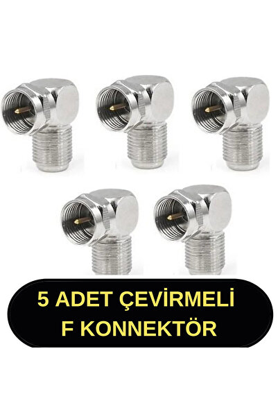 Vwin (5) Adet L Tipi Konnektör Fiş Rg6 Çevirmeli 90 Derece Tv Uydu Sistemleri...