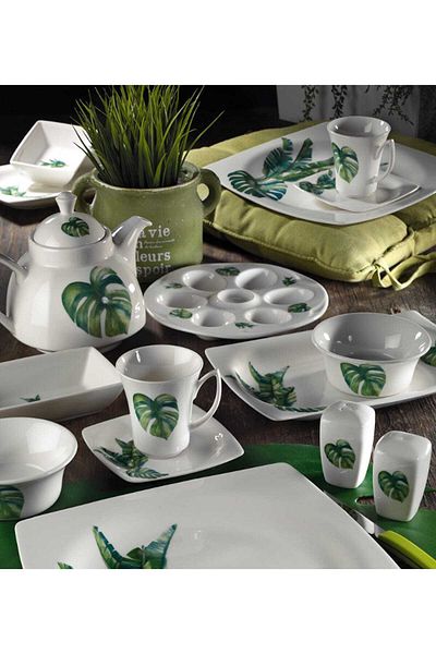 Kütahya Porselen Bone Mare 36 Piece 10150 Pattern Breakfast Set