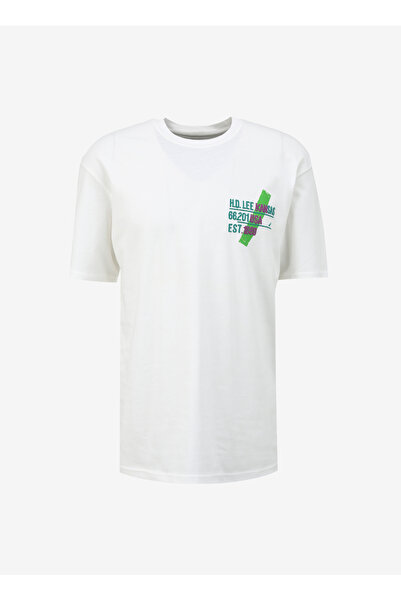 Lee Loose Fit Rahat Kesim Bisiklet Yaka %100 Pamuk Beyaz Tişört