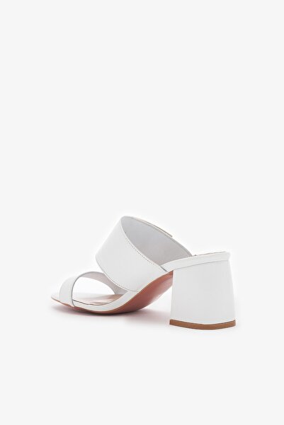 Louis Cardy Arna White Genuine Leather Women's Heeled Slippers