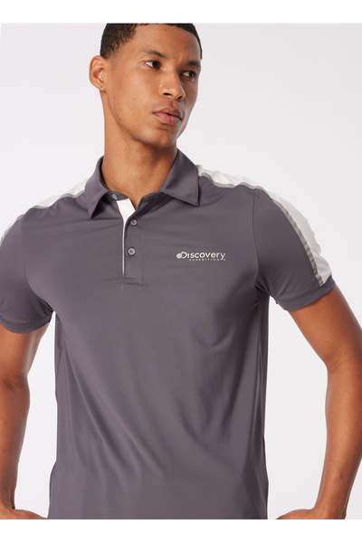 Discovery Expedition Antrasit Erkek Polo Yaka Basic Blok Polo T-Shirt D4SM-TS...