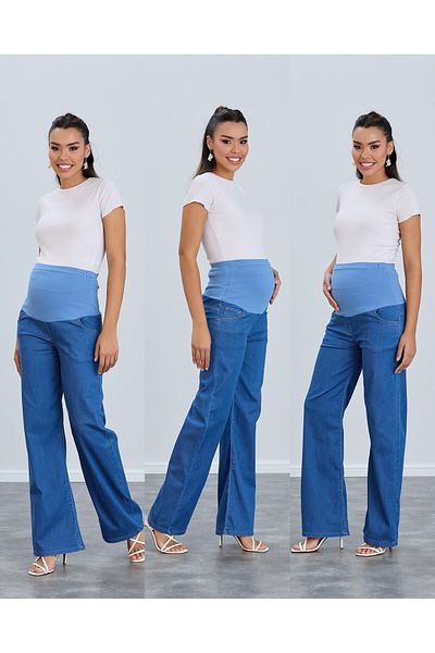 LİYACA Blugi de maternitate cu picioare largi din lycra