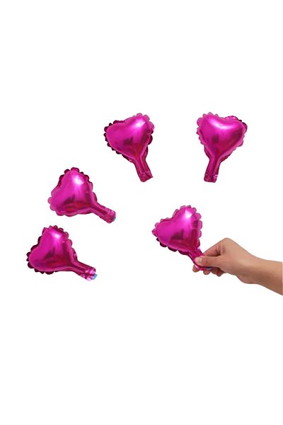 kidspartim 5 Inch Mini Fuchsia Heart Foil Balloon - 5 Pieces