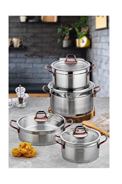 Cooker Ckr2875 Çelik Tencere Seti 8 Parça