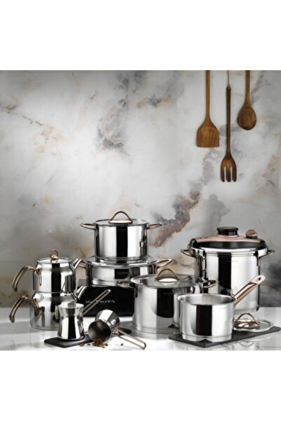 Kütahya Porselen Lindos 16 Parça Çelik Çeyiz Seti Bronz