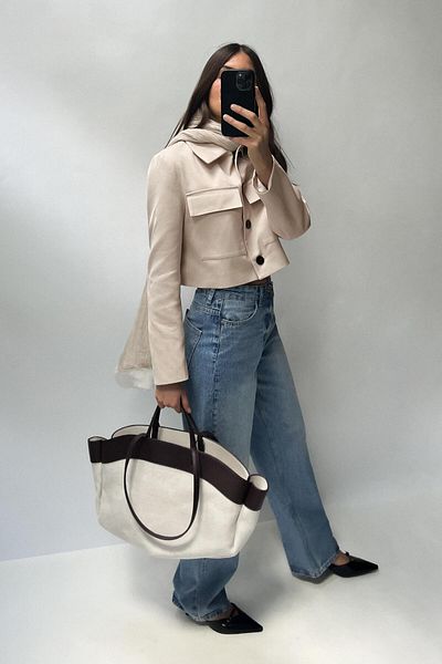 Daj Company Geantă de mână și de umăr oversize cu contrast pentru femei