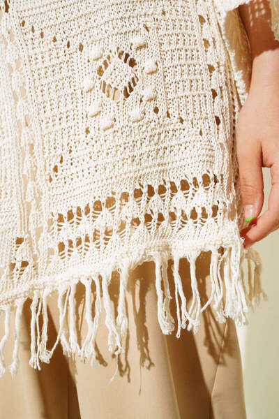 Maxi modena SKIRT TASSELED LOW SHOULDER Knitwear Cardigan