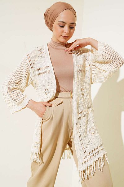 Maxi modena SKIRT TASSELED LOW SHOULDER Knitwear Cardigan