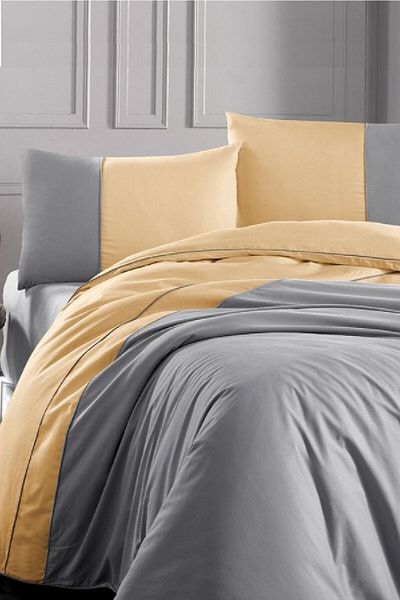 Altınbaşak Double Color 100% Cotton Dowry Duvet Cover Set - Tightly Woven, Double