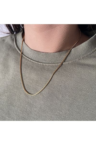 FerizZ Gold Plated 1mm Thickness Unisex Thin Chain 45 Cm Zn-239