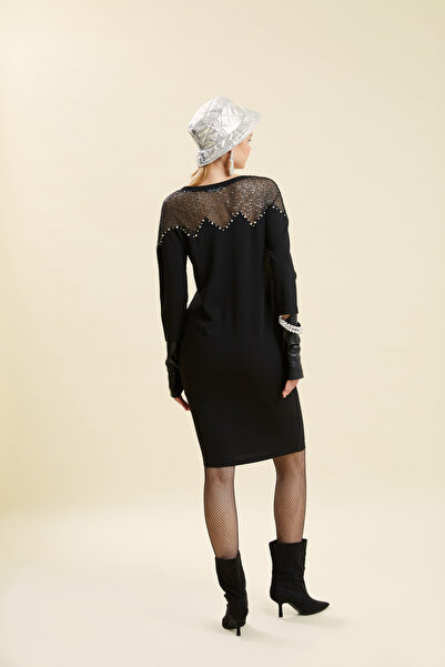 VERDA Sequin Detailed Jewelled Evening Dress