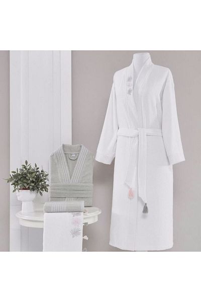 Altınbaşak Set de halate de baie de familie cu broderie Luxart Ines Sage-lace