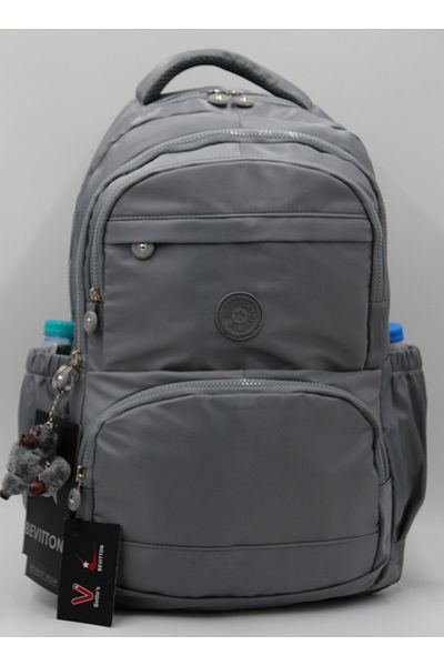 Bevitton Custom Water Repellent Fabric Gray Unisex School Backpack A3165