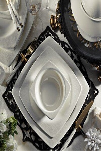 Kütahya Porselen Bone Mare 62 Parça 955920 Desen Platin Yemek Takımı