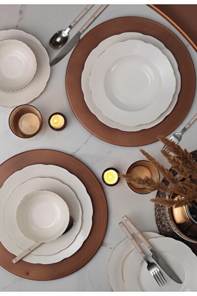 Kütahya Porselen 6’lı Olympos Servis Tabağı ( Bakır Fileli )