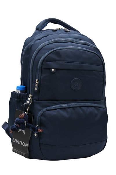 Bevitton Custom Water Repellent Fabric Navy Blue Unisex School Backpack A3165