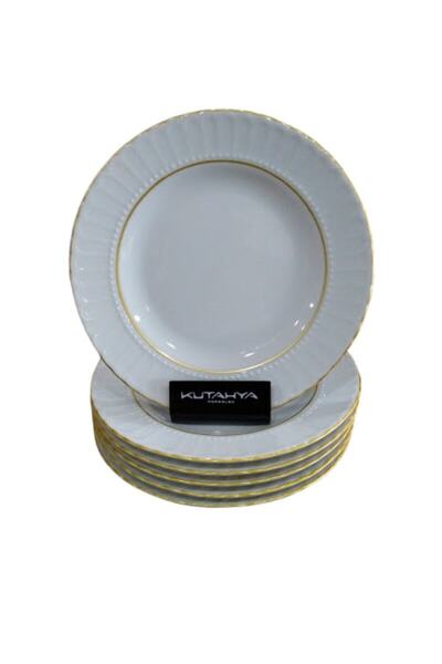 Kütahya Porselen 6 Adet Sedef Yaldızlı Yemek Tabağı 19 cm