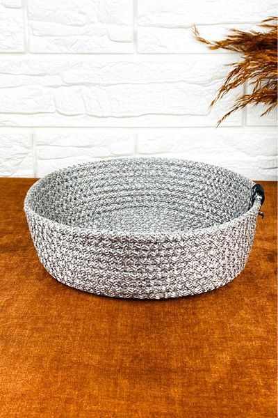 Tiesa Home Round Jute Rope Wicker Mesh Bread Basket Bread Holder Gray