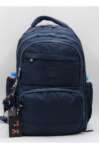 Bevitton Custom Water Repellent Fabric Navy Blue Unisex School Backpack A3165