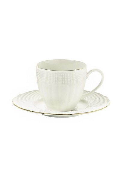 Kütahya Porselen Bone İlay Gold Mesh 12 Pieces Coffee Cup Set for 6 People