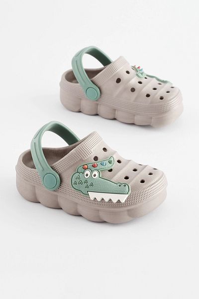 Next Baby Papuci cu talpă anti-alunecare cu detalii de crocodil gri ALY01070