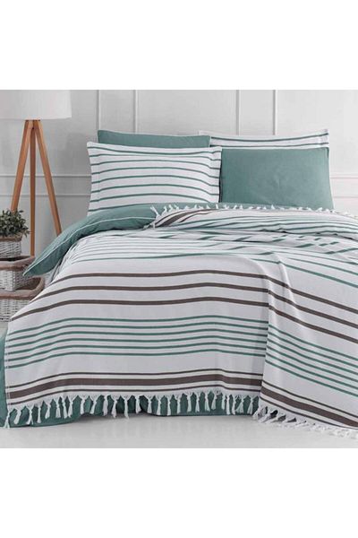 Altınbaşak Luxart Fringed Single Bedspread Lane Surf